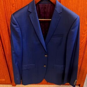 Moods of Norway bright blue wool three piece suit size EU 52(US42)